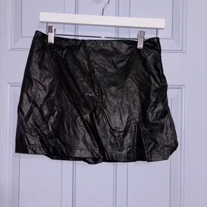 Cotton Candy Black Faux Leather Skirt
